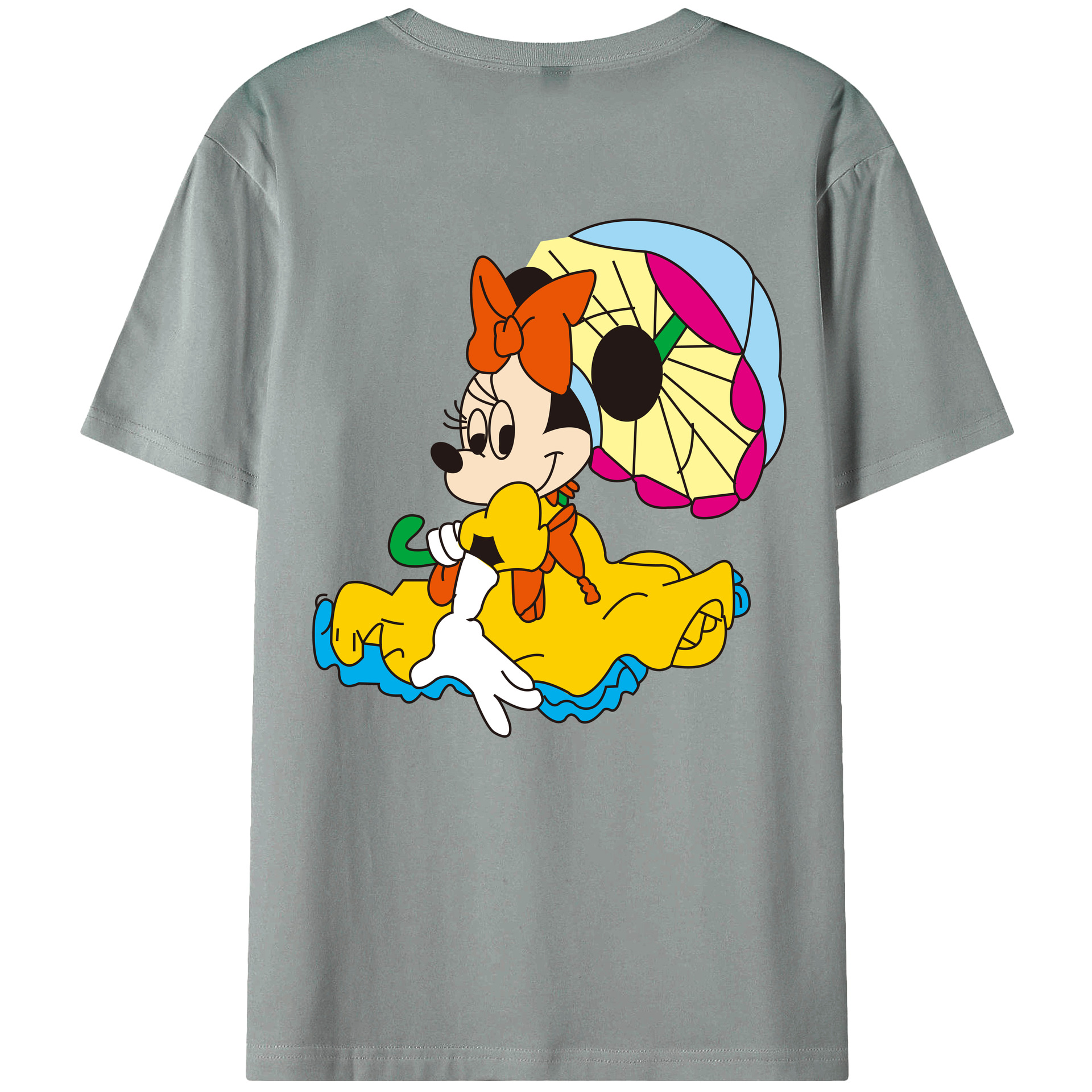 ミッキーマウス Mickey Mouse 綿100％ メンズ半袖Tシャツ（バックプリント） 通気性